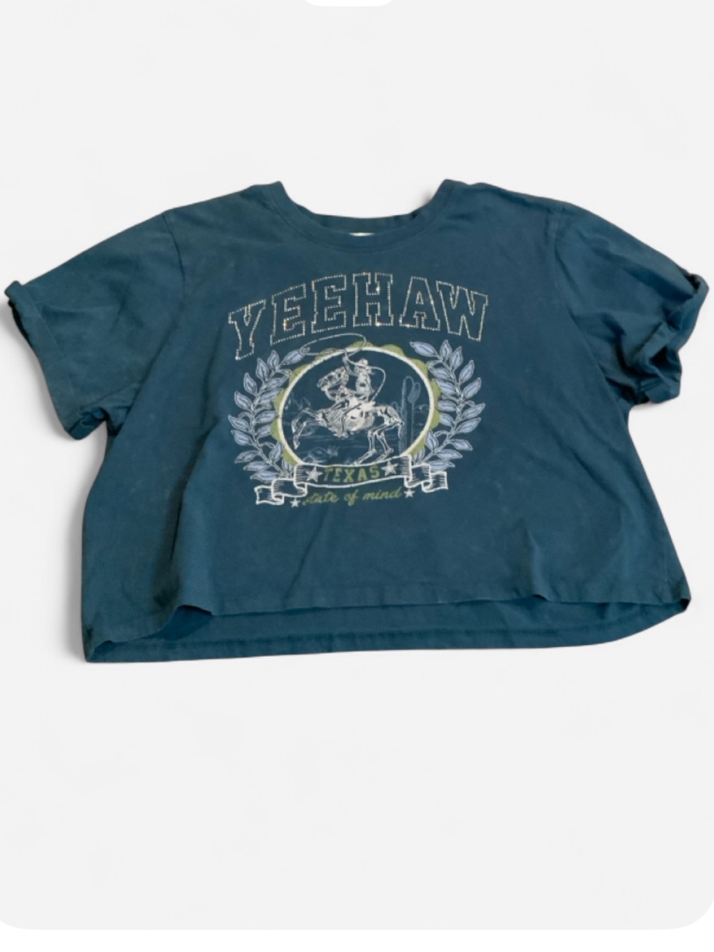 Love Peace & Lazy Days Cropped Yeehaw Tee Women's Large